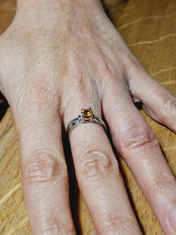 White Gold Ring, Diamonds and Citrine - Image 13