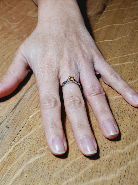 White Gold Ring, Diamonds and Citrine - Image 14