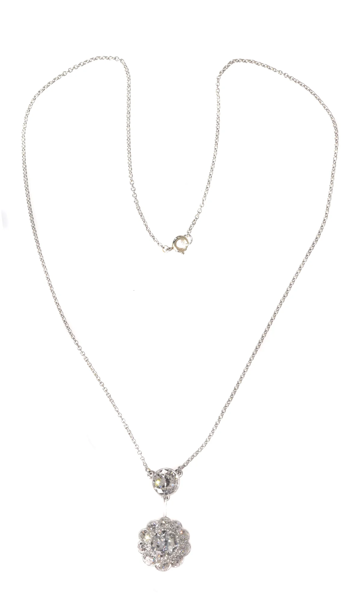 Rêverie Art Deco: Old-cut diamond pendant from the 1950s with an elegance of 4.27 ct - Image 10