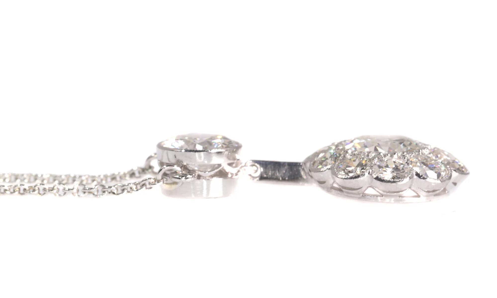 Rêverie Art Deco: Old-cut diamond pendant from the 1950s with an elegance of 4.27 ct - Image 12