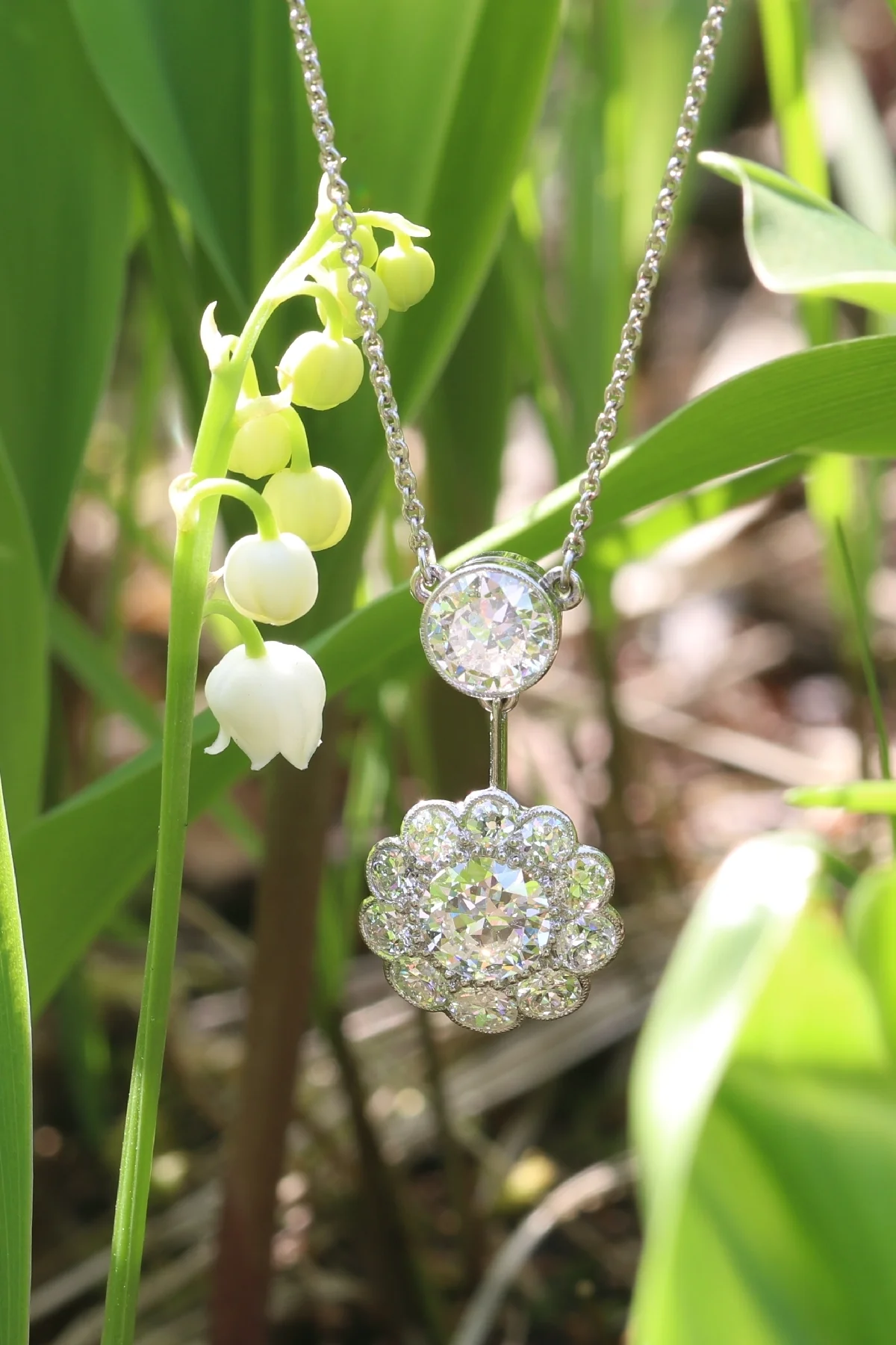 Rêverie Art Deco: Old-cut diamond pendant from the 1950s with an elegance of 4.27 ct - Image 4