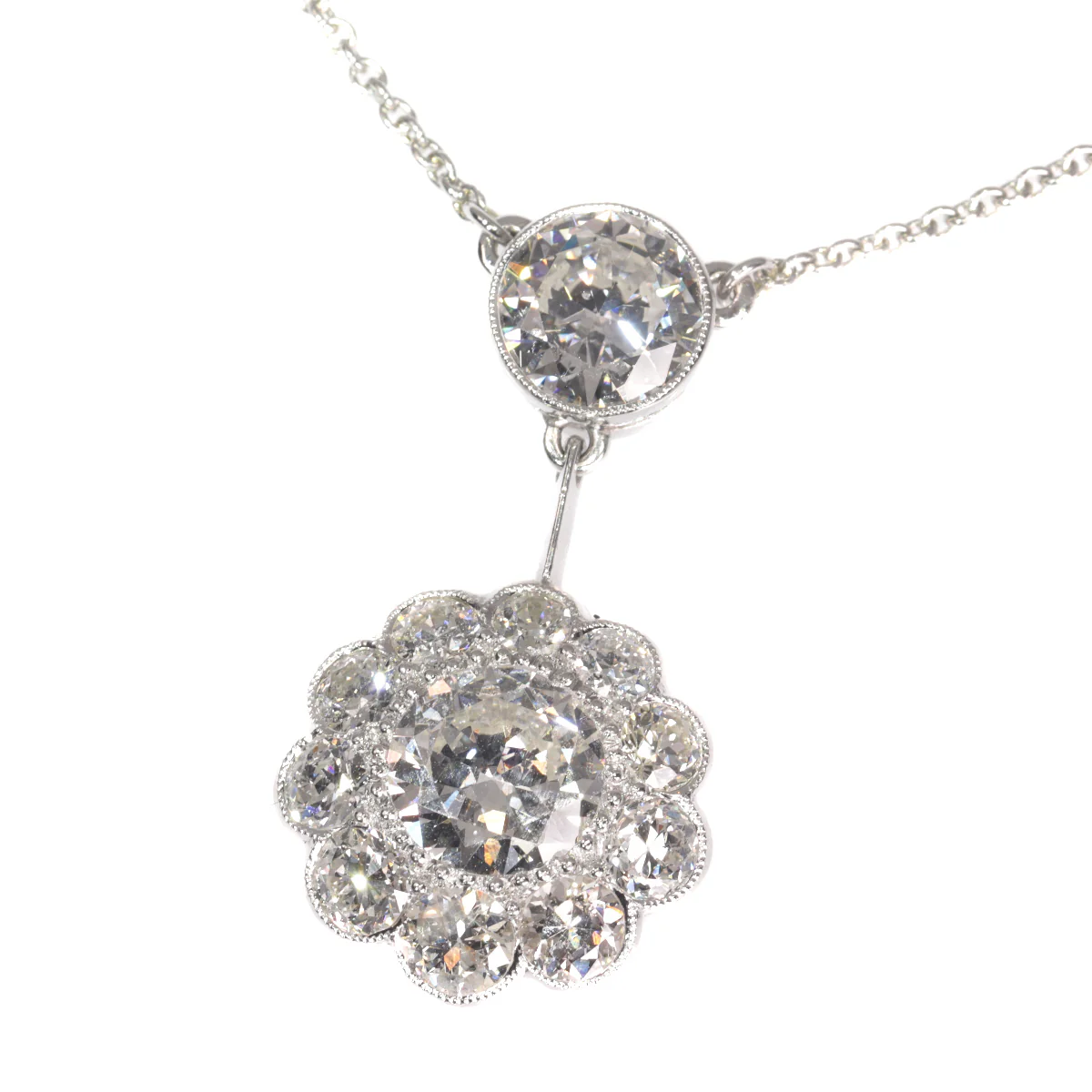 Rêverie Art Deco: Old-cut diamond pendant from the 1950s with an elegance of 4.27 ct - Image 8