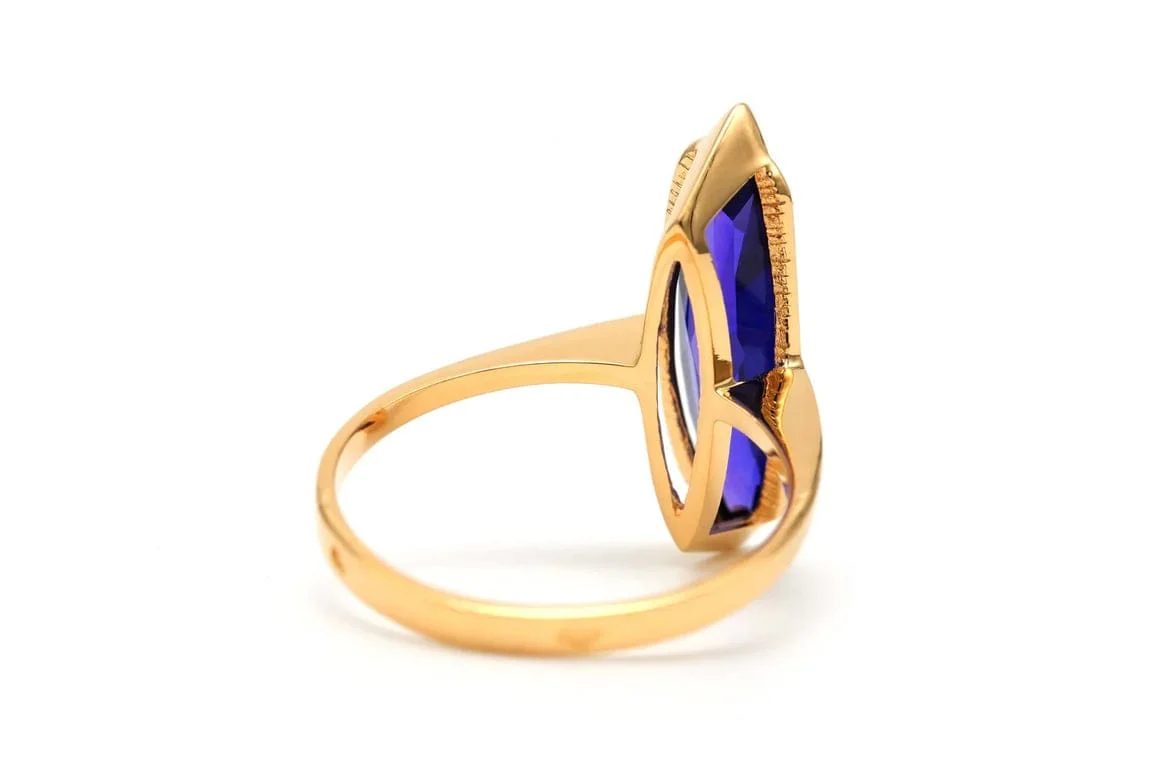 Contemporary ring set with an amethyst in 18-carat yellow gold - Image 5