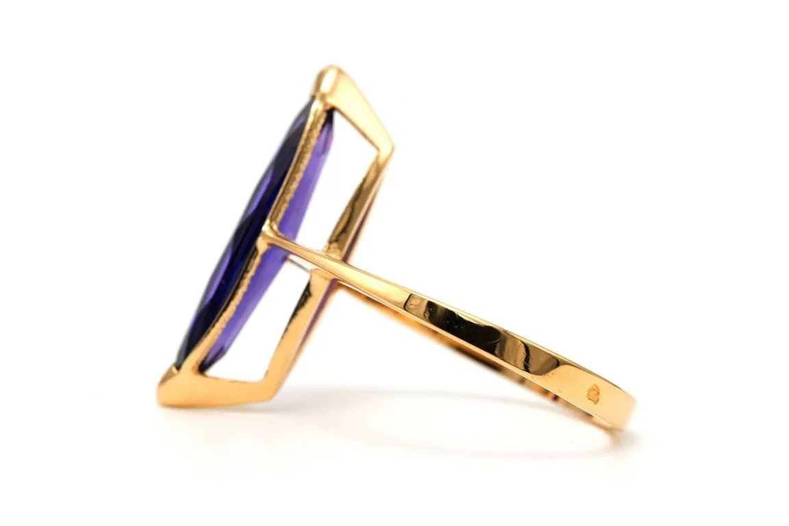 Contemporary ring set with an amethyst in 18-carat yellow gold - Image 6