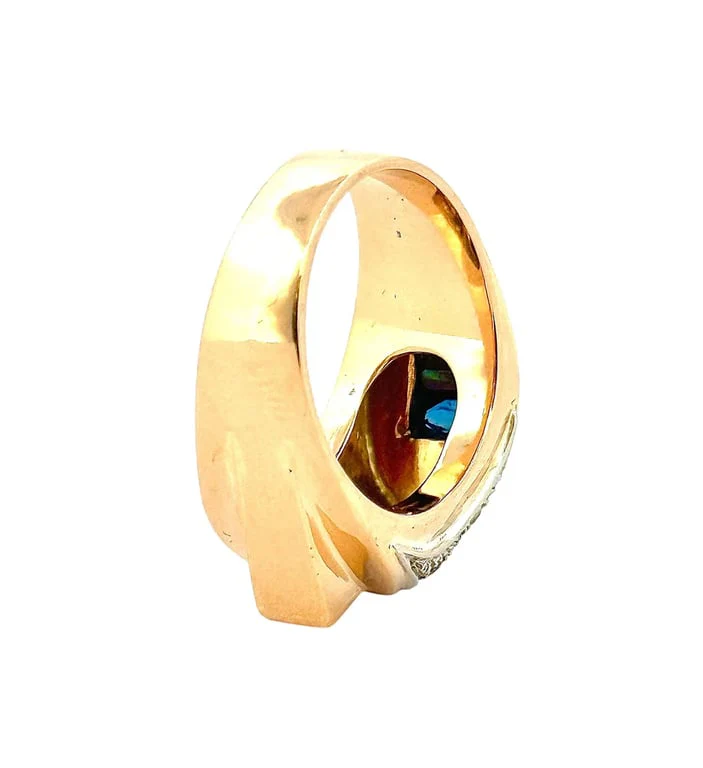 Domed ring Tank antique gold and precious stones - Image 4