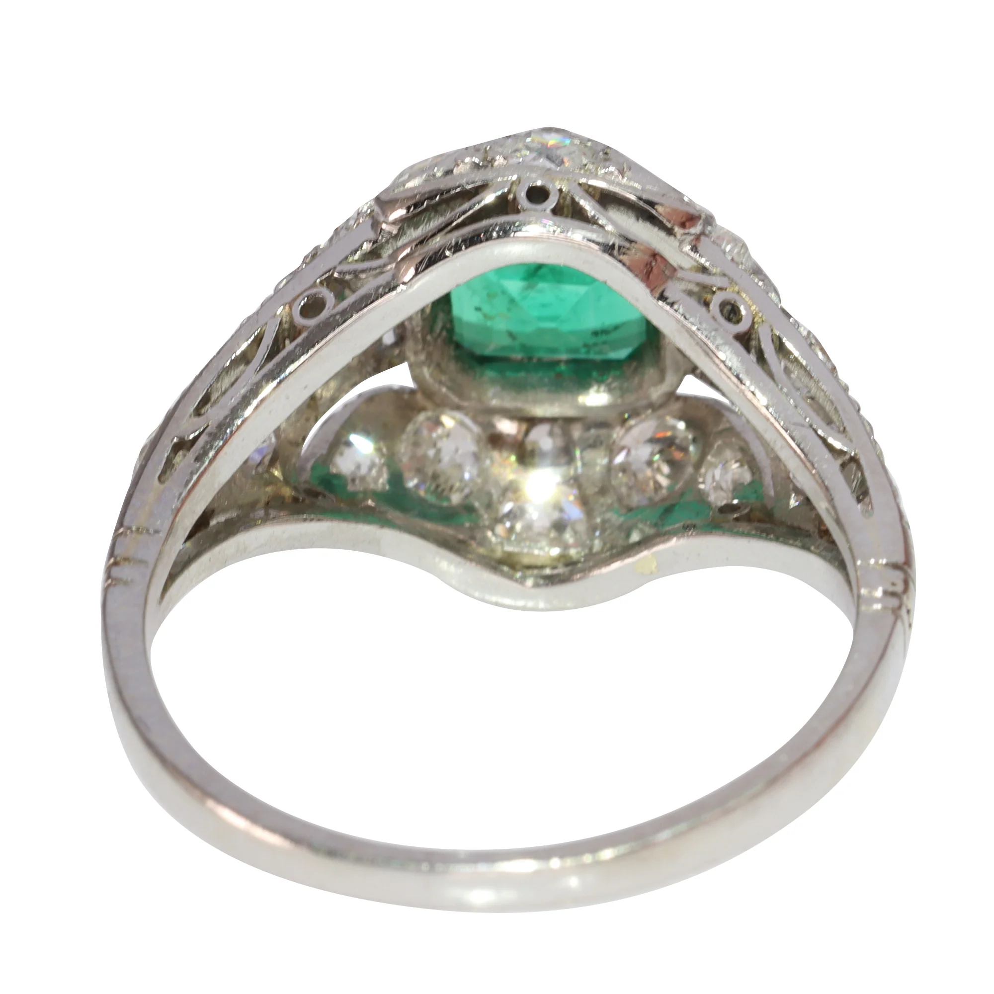 Verdant Vintage: Ring in Colombian emerald and old-cut diamond from 1920 - Image 15