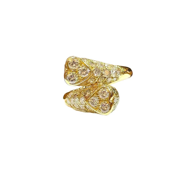 Ring Toi & Moi double heart yellow gold and diamonds - Image 3