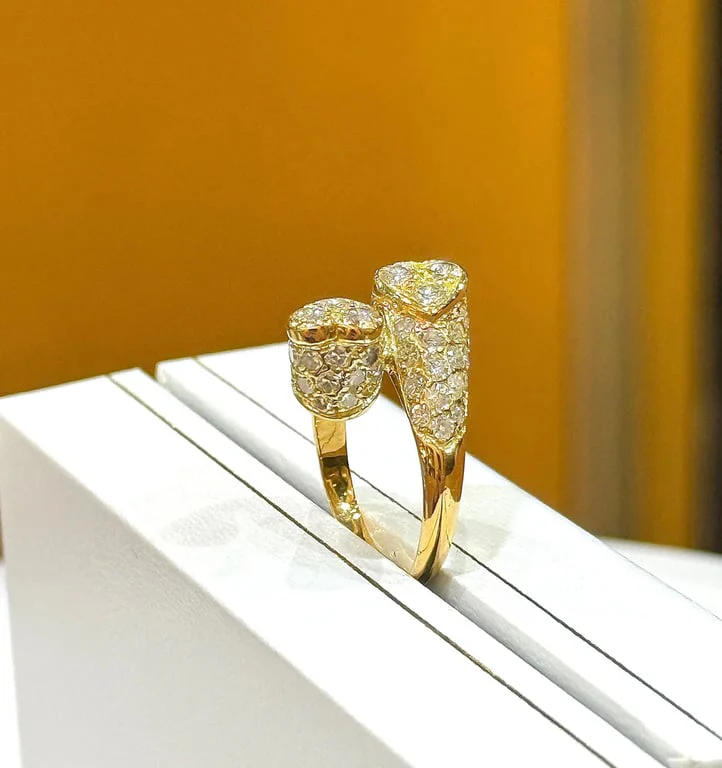 Ring Toi & Moi double heart yellow gold and diamonds - Image 5