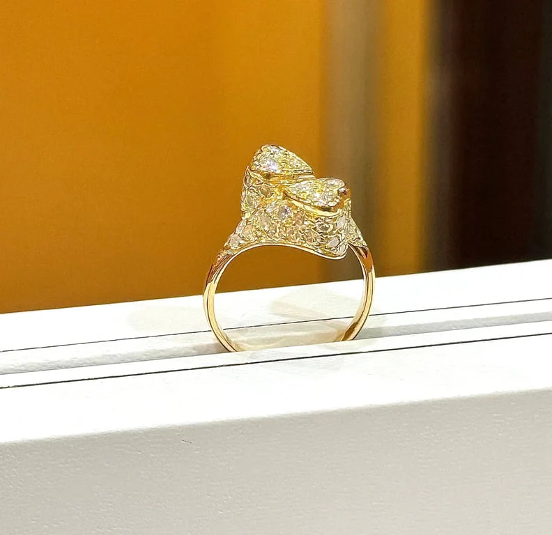 Ring Toi & Moi double heart yellow gold and diamonds - Image 9