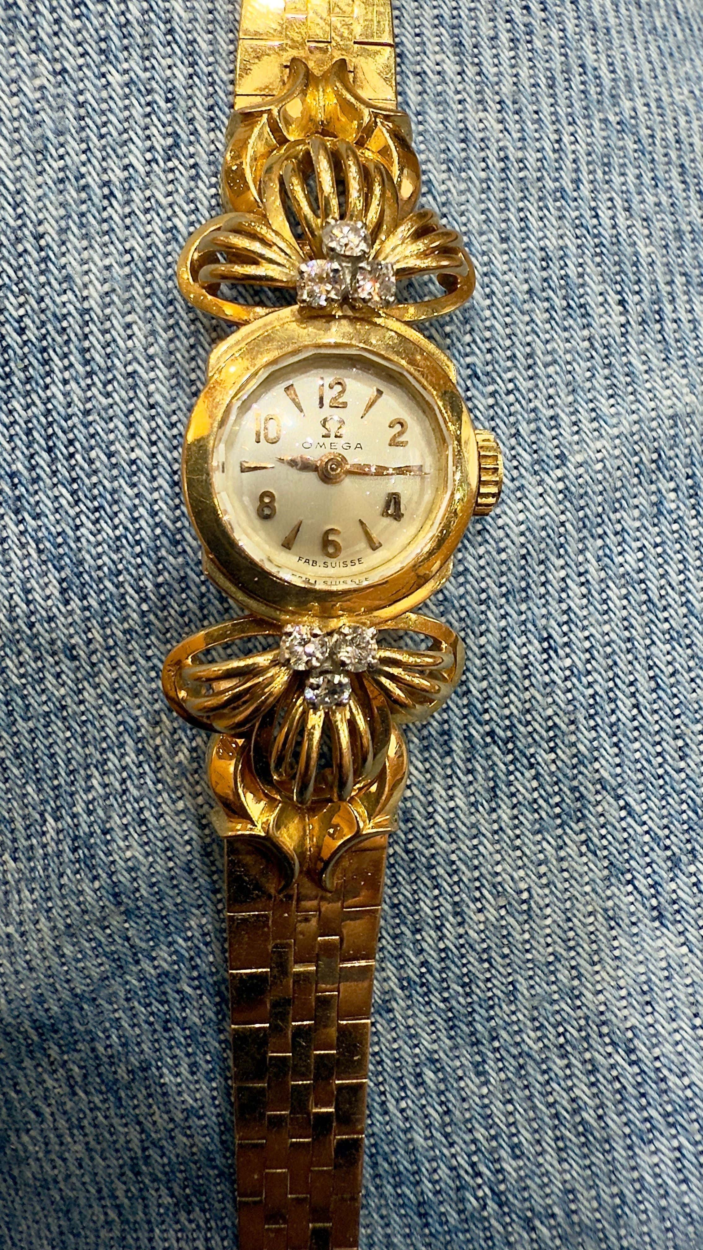 Vintage Omega women's watch in gold and diamonds - Image 6