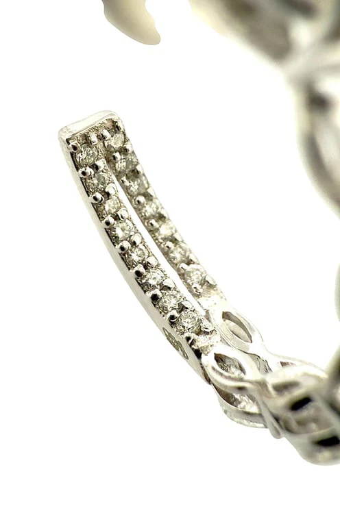 18-carat white gold hoop earrings with marquise diamonds - Image 11