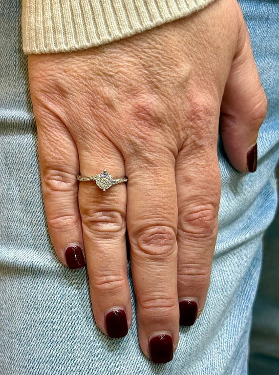 Solitaire wavy in white gold and diamonds - Image 3