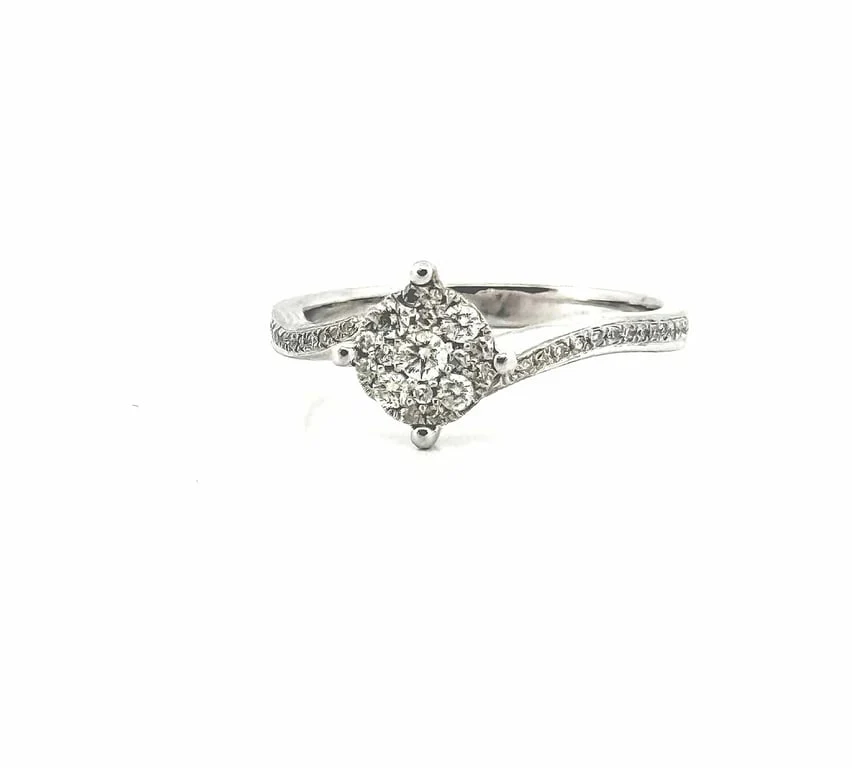 Solitaire wavy in white gold and diamonds - Image 6
