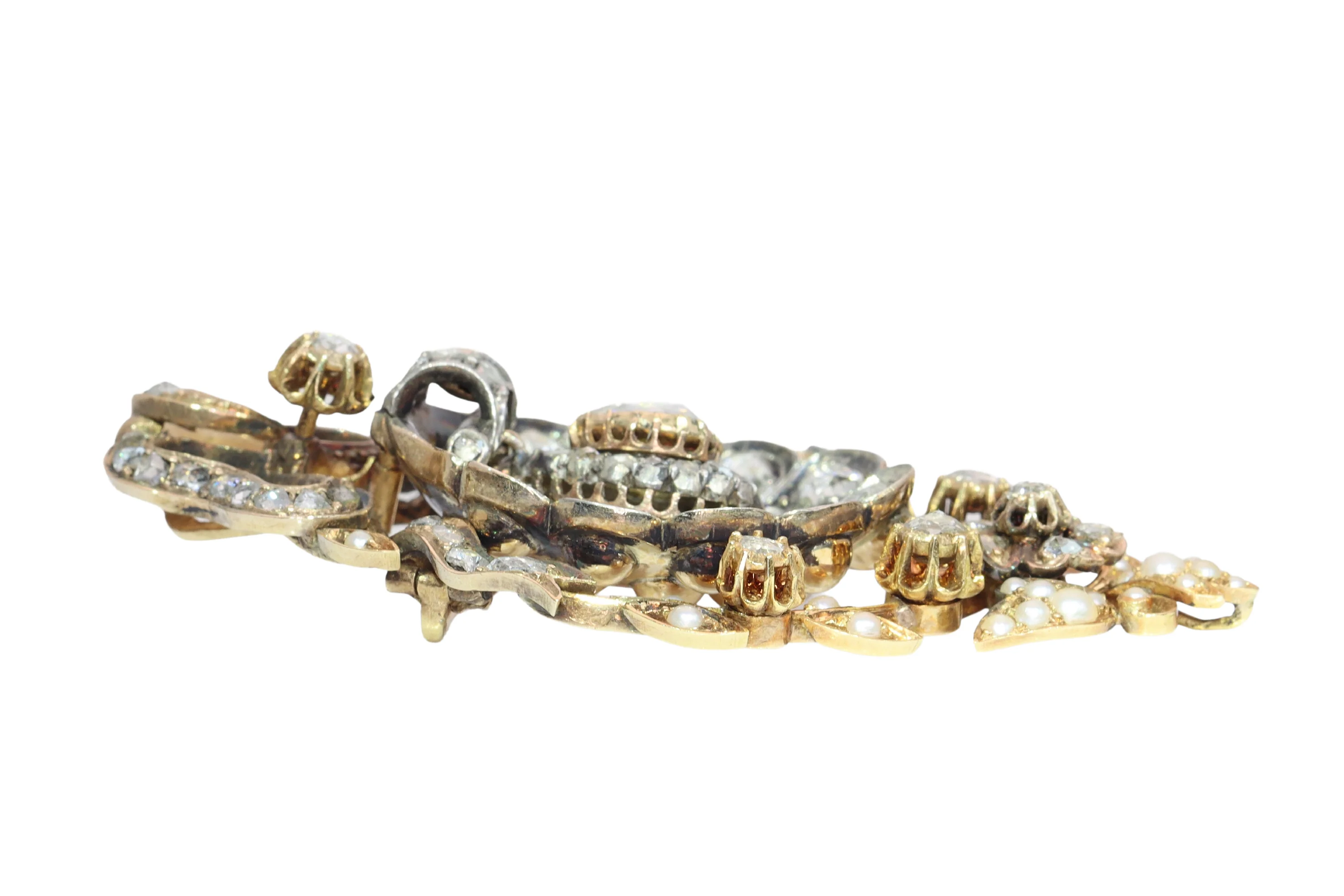 The art of Antiquity: Victorian-style diamond and pearl pendant brooch - Image 4