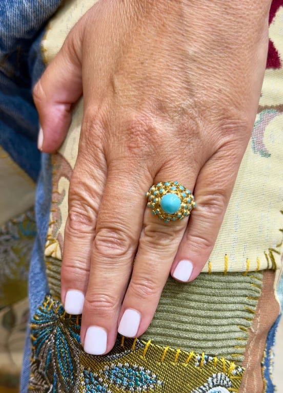 Antique ring in yellow gold and turquoise  - Image 11