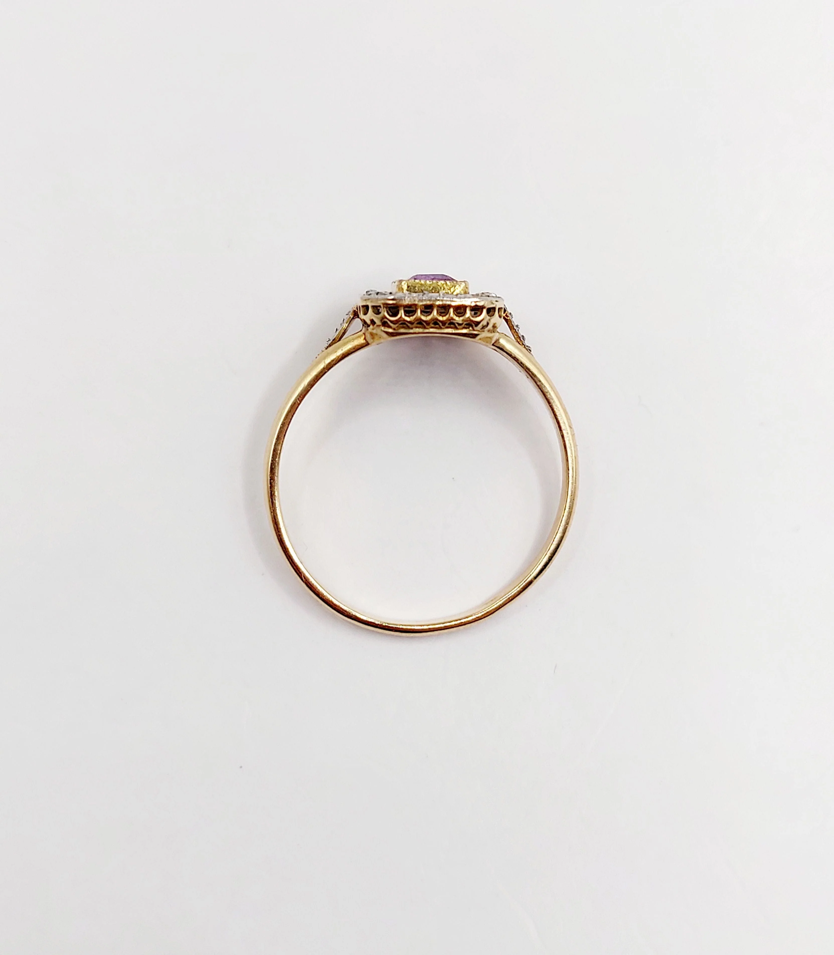 Pompadour ring in yellow gold, platinum, amethyst and rose-cut diamonds (circa 1910) - Image 15