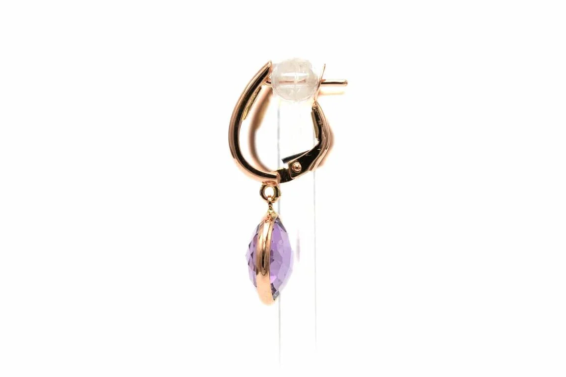Contemporary earrings set with amethysts in 18-carat rose gold - Image 4