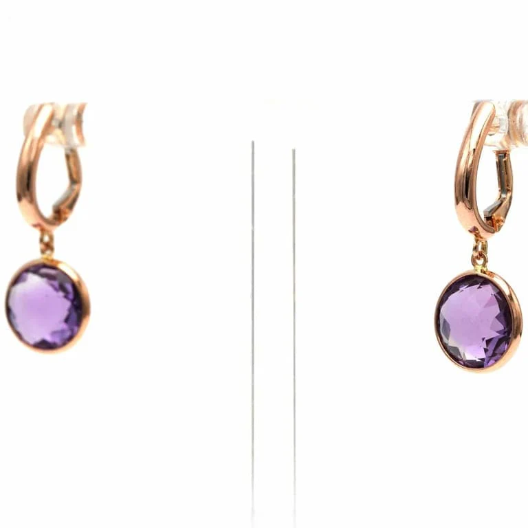 Contemporary earrings set with amethysts in 18-carat rose gold - Image 6