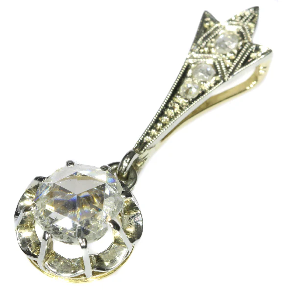 Big Rose Cut Diamond Art Deco Pendant Belle Epoque - Image 3
