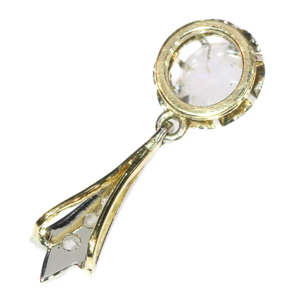 Big Rose Cut Diamond Art Deco Pendant Belle Epoque - Image 5