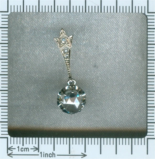 Big Rose Cut Diamond Art Deco Pendant Belle Epoque - Image 7