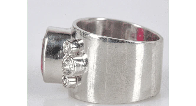 18k White Gold Band Ring, set with a beautiful Rubellite - Image 8