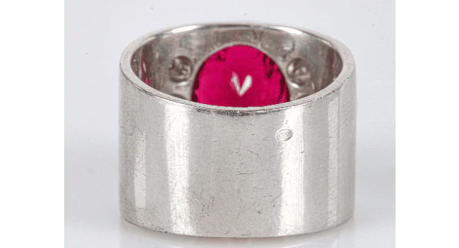 18k White Gold Band Ring, set with a beautiful Rubellite - Image 9