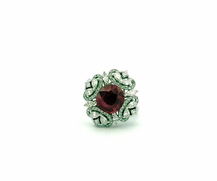 Gold ring, rubies and diamonds, convertible into a pendant - Image 3