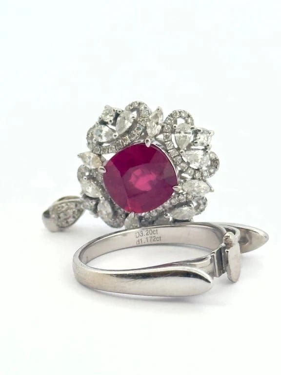 Gold ring, rubies and diamonds, convertible into a pendant - Image 7