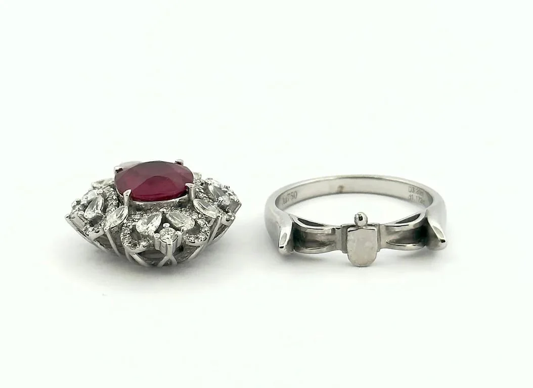 Gold ring, rubies and diamonds, convertible into a pendant - Image 8