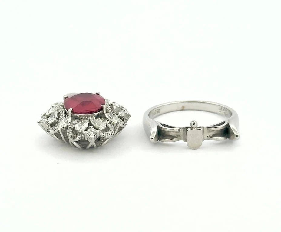 Gold ring, rubies and diamonds, convertible into a pendant - Image 9
