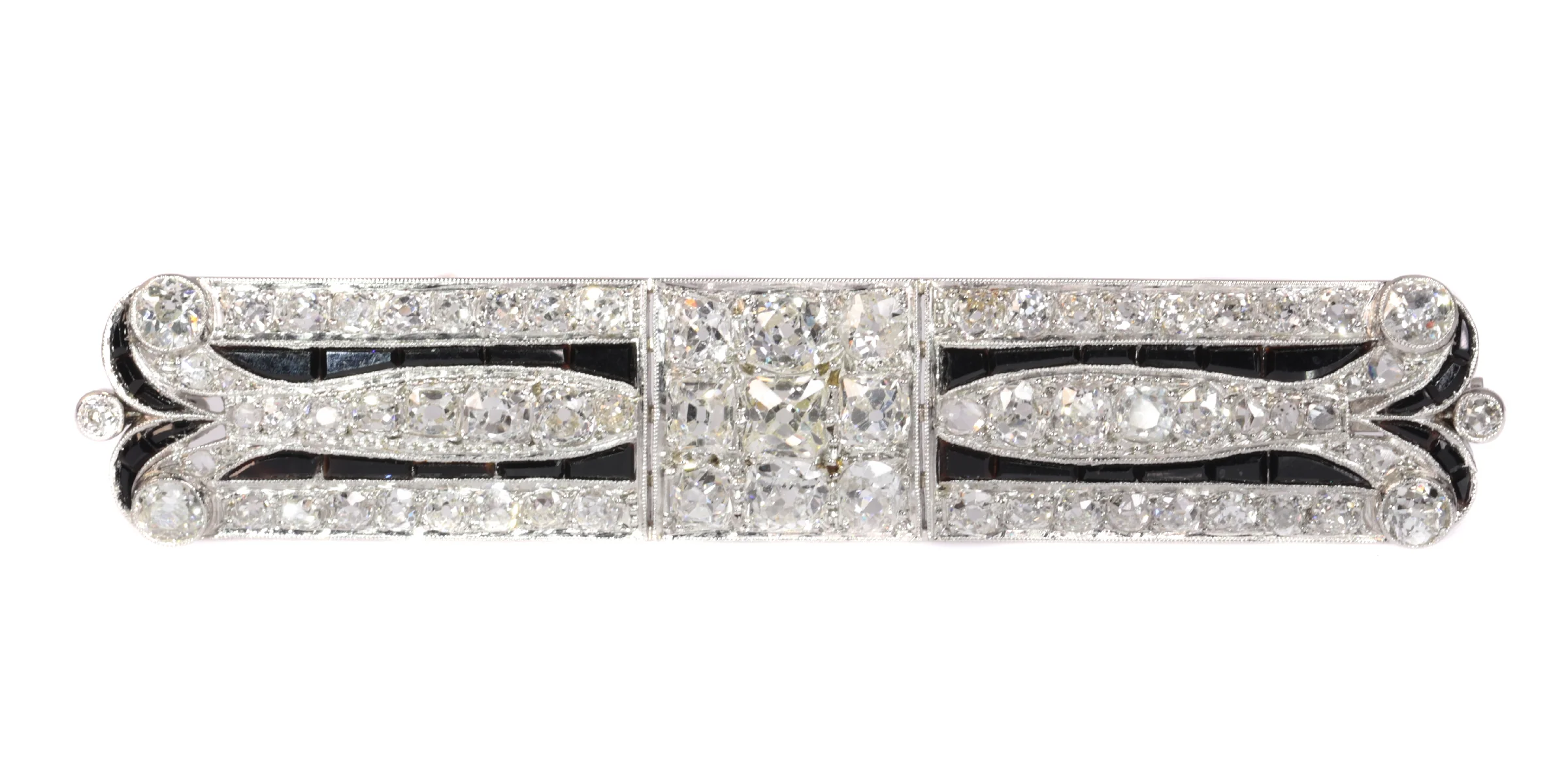 Allure Art Deco: Brooch in platinum with diamonds and contrasting onyx - Image 4
