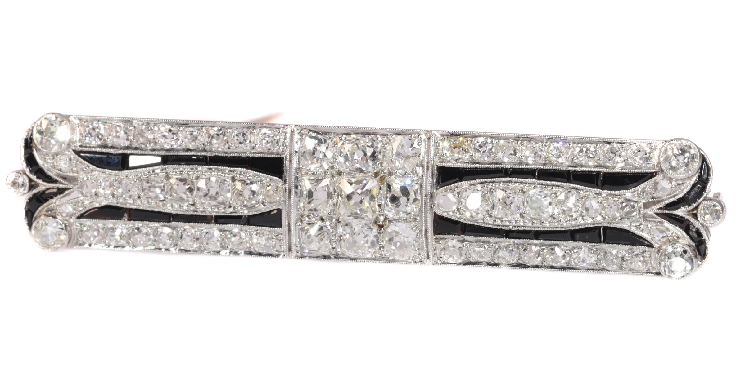 Allure Art Deco: Brooch in platinum with diamonds and contrasting onyx - Image 5