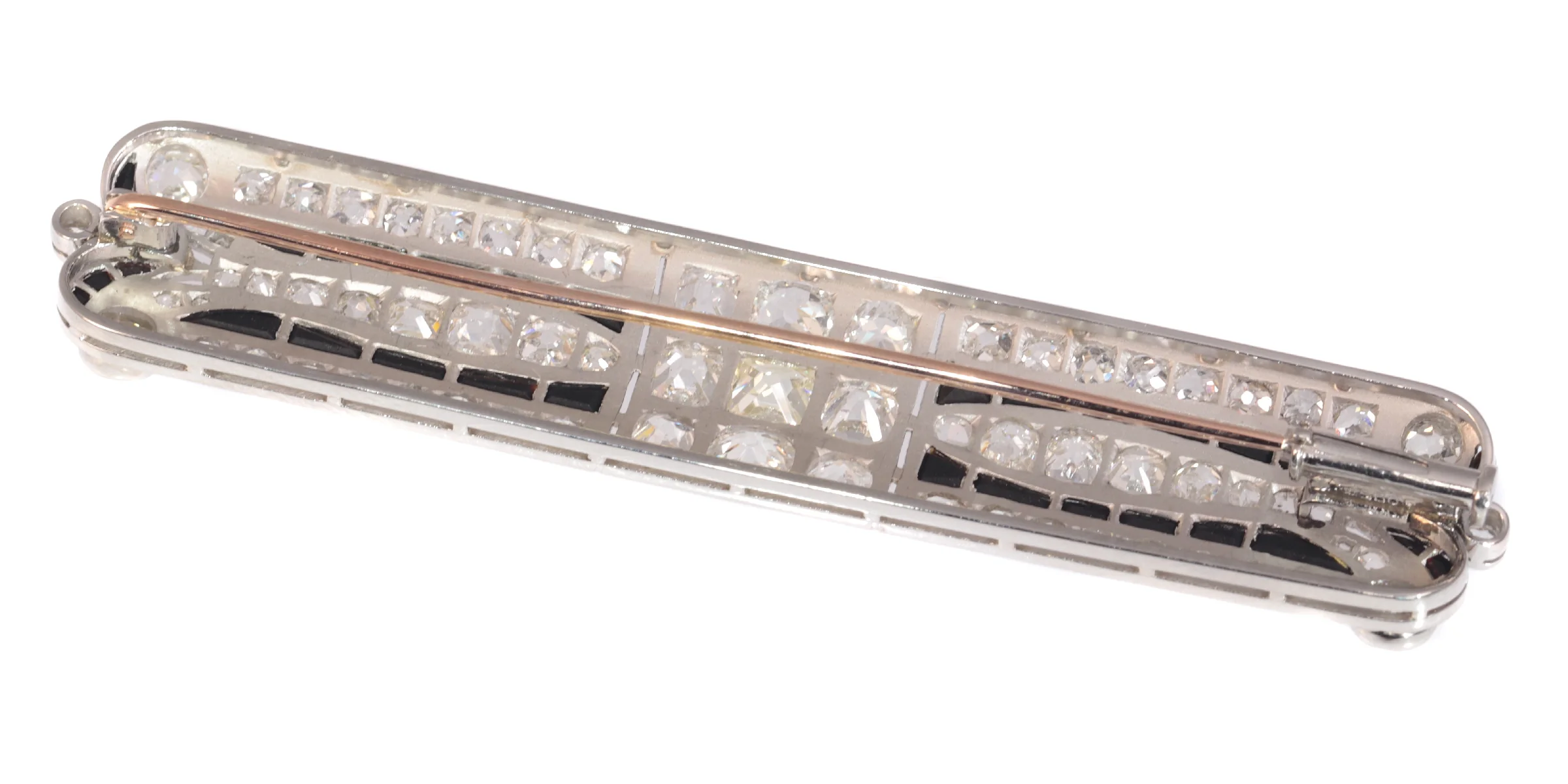 Allure Art Deco: Brooch in platinum with diamonds and contrasting onyx - Image 7