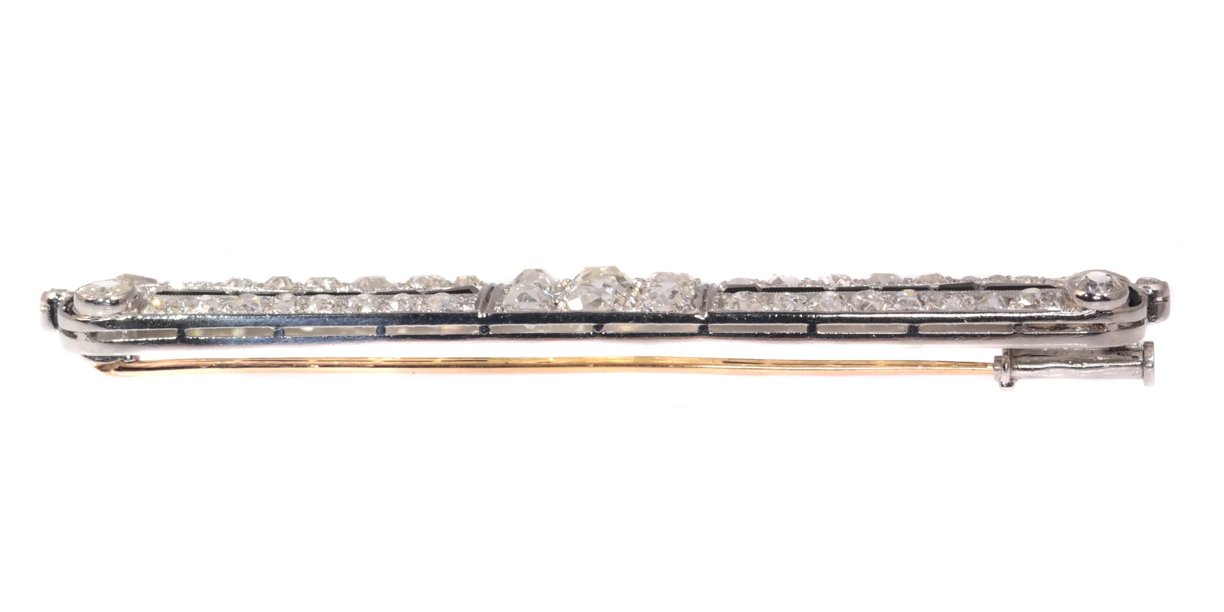 Allure Art Deco: Brooch in platinum with diamonds and contrasting onyx - Image 8