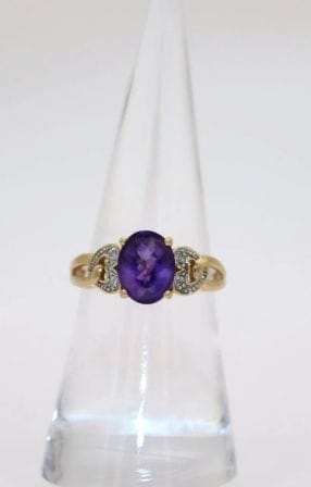 Vintage yellow gold ring, amethyst and diamonds - Image 5