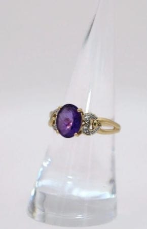 Vintage yellow gold ring, amethyst and diamonds - Image 7