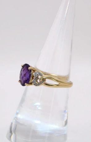 Vintage yellow gold ring, amethyst and diamonds - Image 8