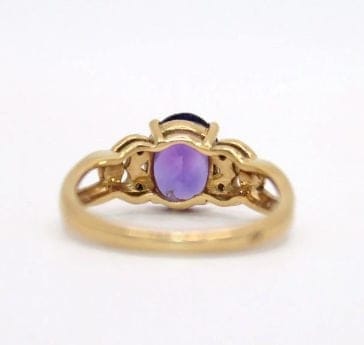 Vintage yellow gold ring, amethyst and diamonds - Image 9