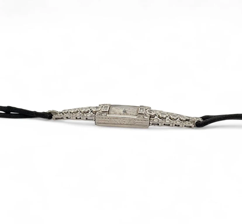 Antique watch in white gold and diamonds - Image 3