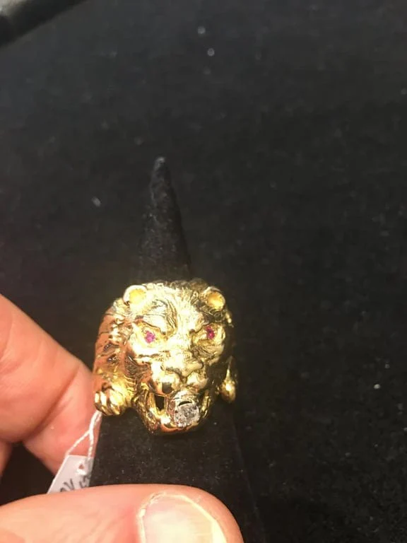 Gold Lion Ring Diamond Ruby - Image 6