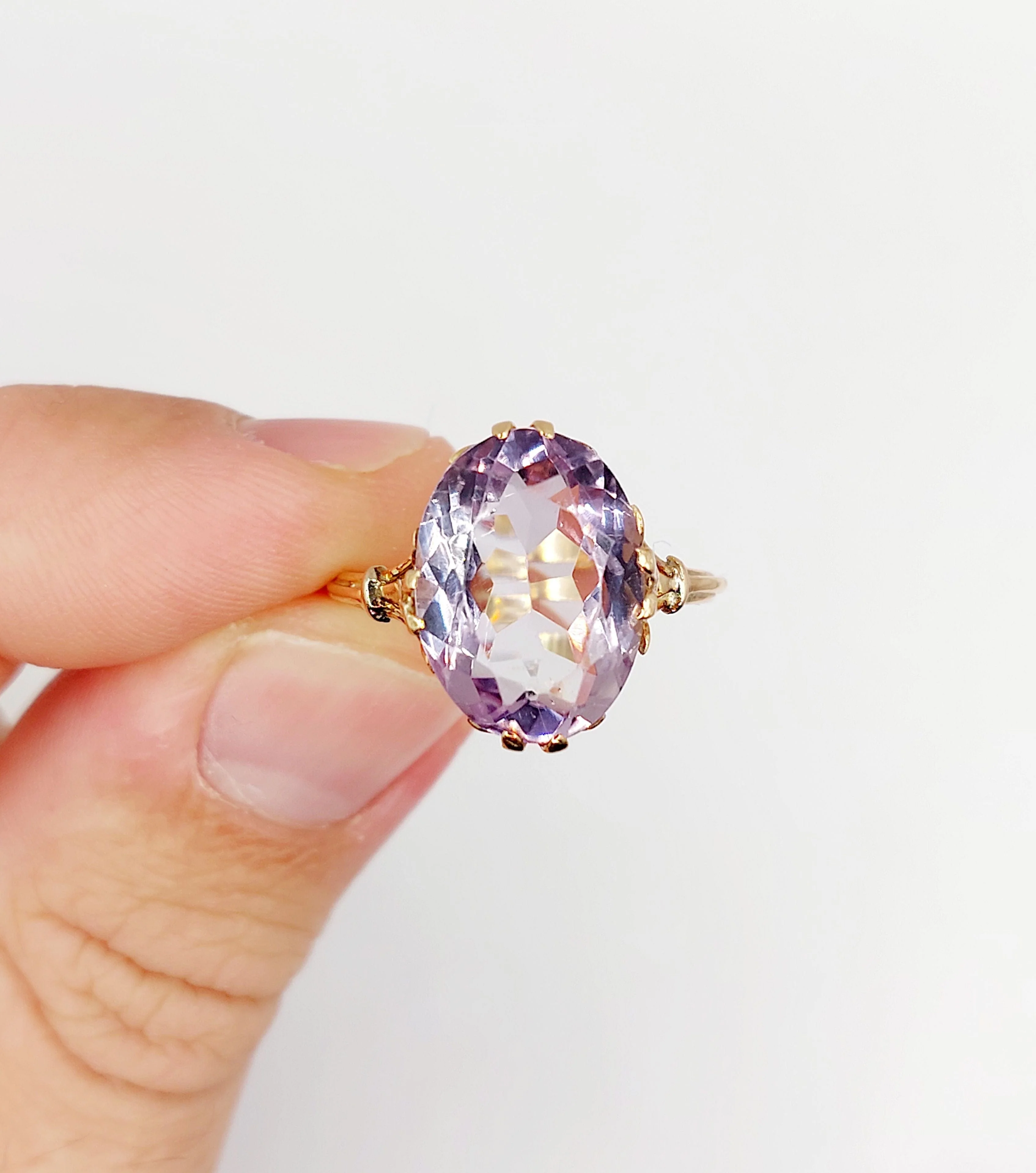 Rose gold amethyst cocktail ring (circa 1900) - Image 3