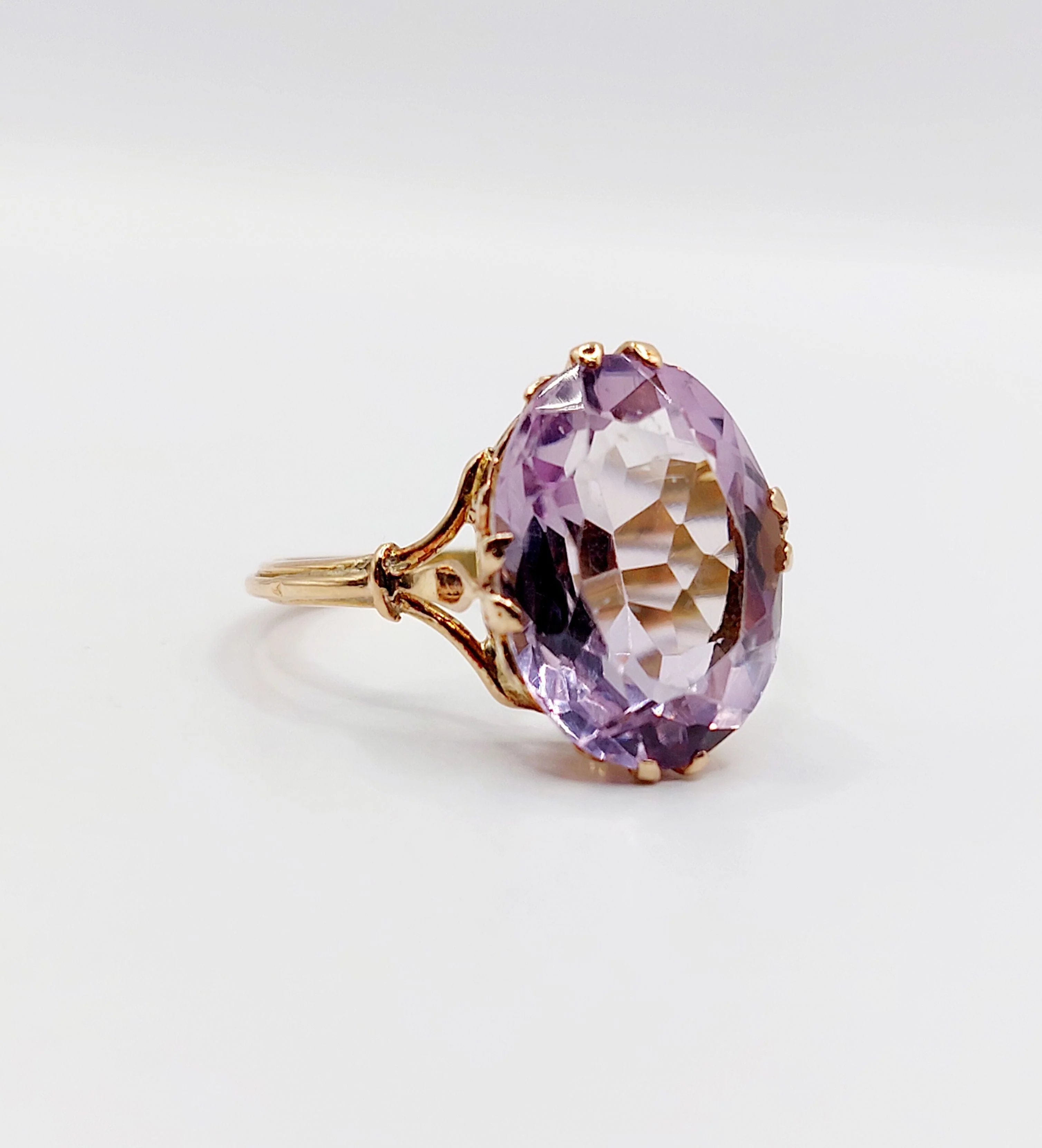 Rose gold amethyst cocktail ring (circa 1900) - Image 5