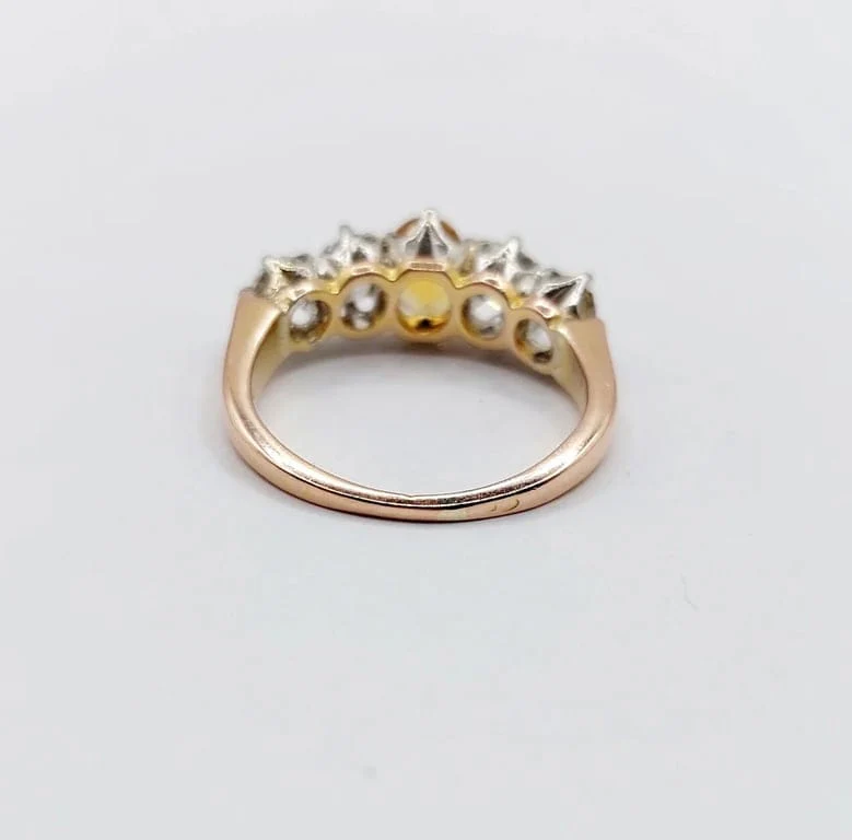 Garter ring antique in 18k rose gold and platinum, citrine and diamonds - Image 7