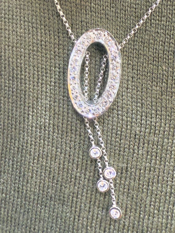 Jewelry set gold necklace and diamond earrings - Image 4