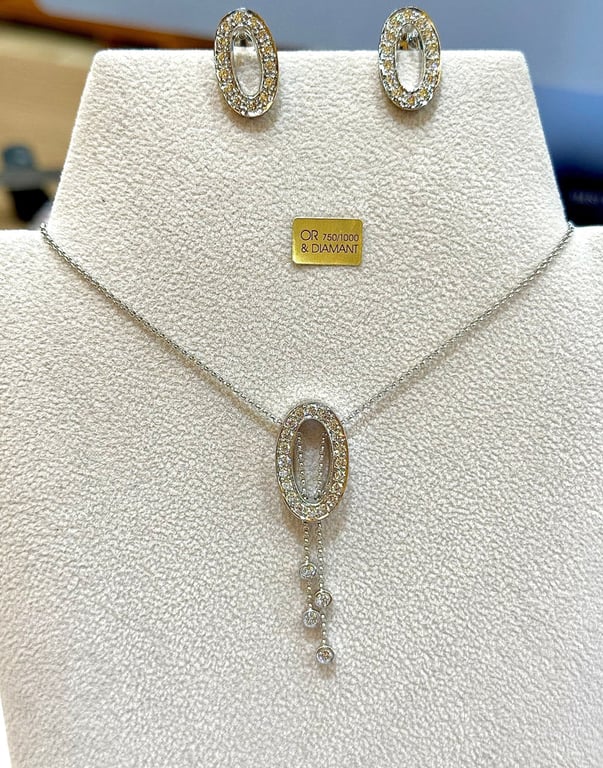 Jewelry set gold necklace and diamond earrings - Image 5
