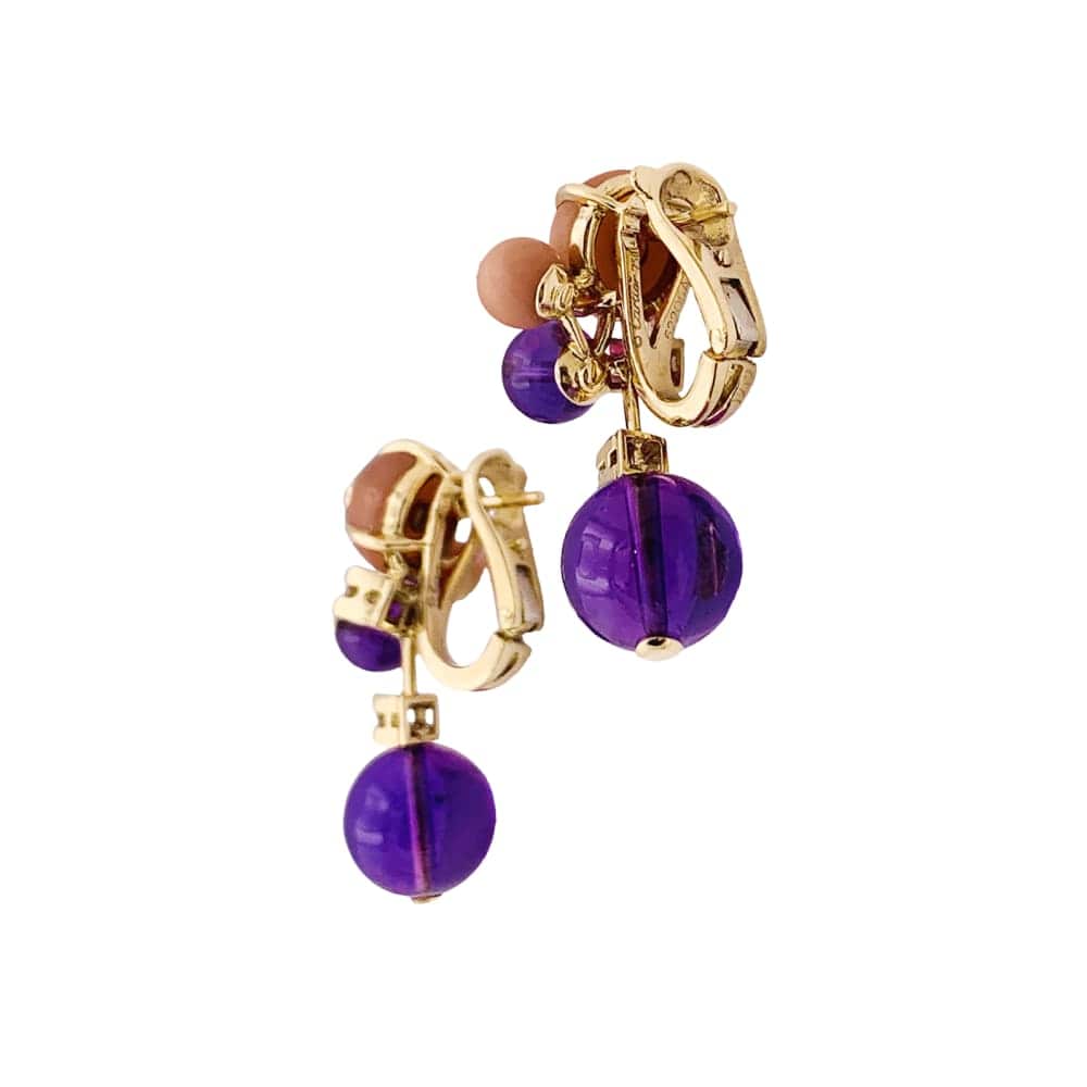 Earrings Cartier "Délices de Goa" in rose gold, amethysts, diamonds and coral. - Image 3