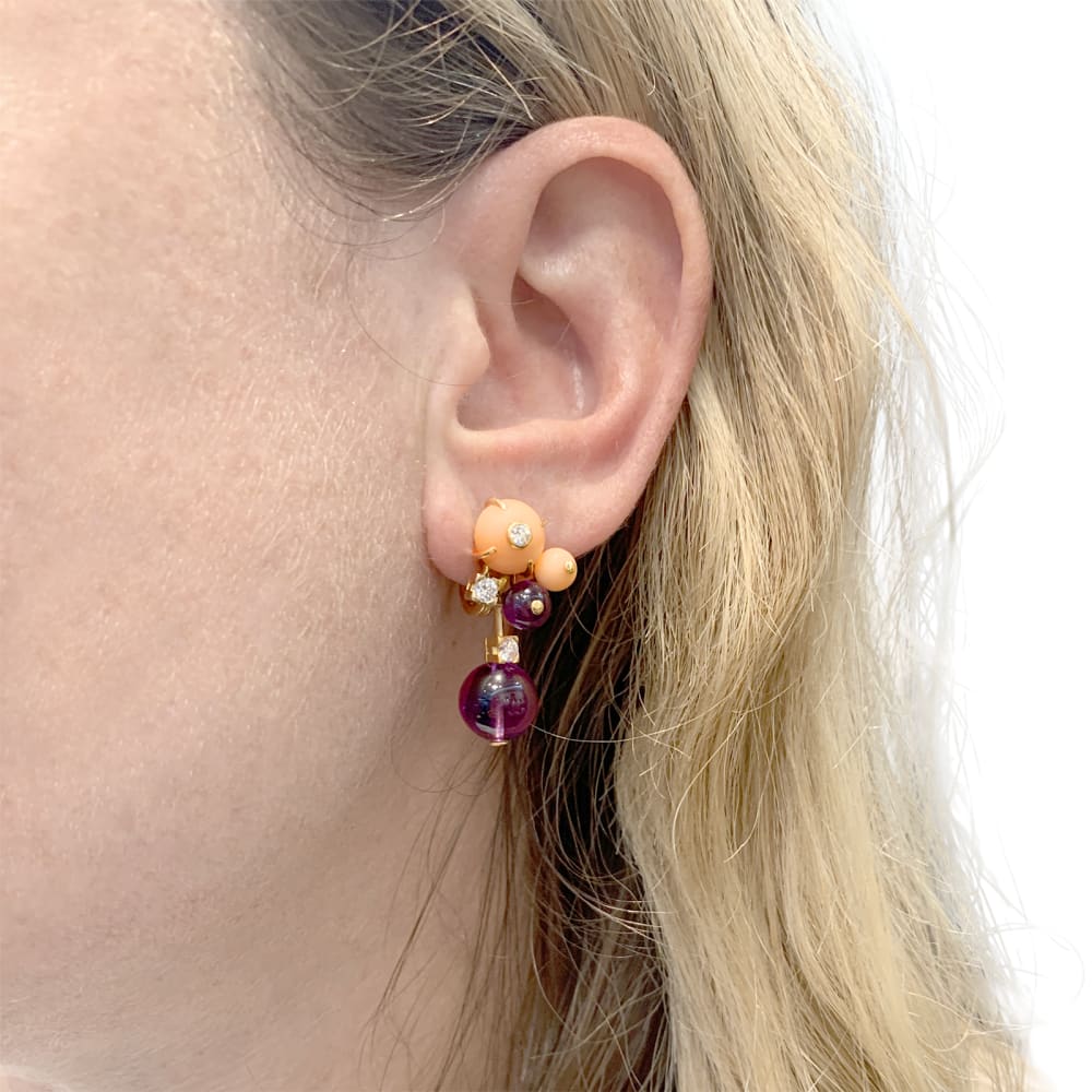 Earrings Cartier "Délices de Goa" in rose gold, amethysts, diamonds and coral. - Image 5