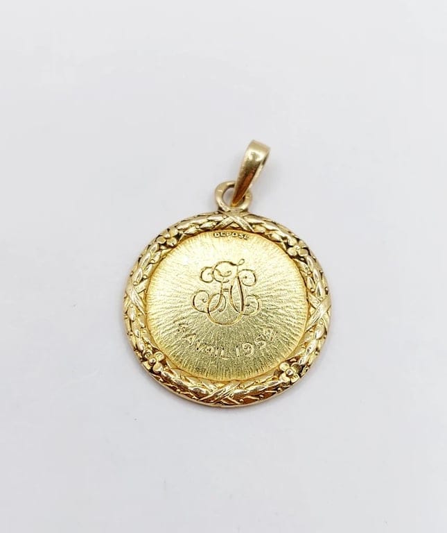 Augis - Love medal pendant 23 mm in 18k gold with diamond and ruby  - Image 3