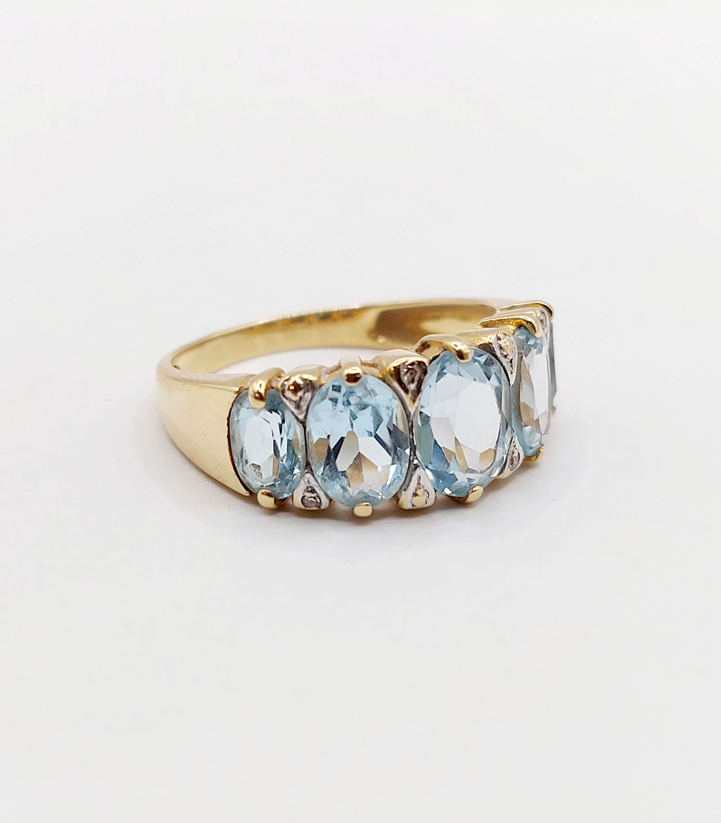 Garter ring vintage 18k yellow gold topazes and diamonds (circa 1980)  - Image 3